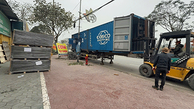 Cận cảnh 2 container tấm compact đã cập bến kho TOKY ngày 1/4/2025