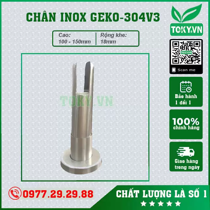 Chân inox GEKO-304V3 (khe 18mm)
