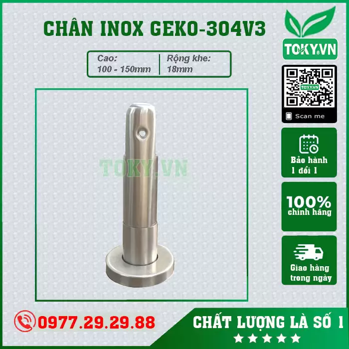 Chân inox GEKO-304V3 (khe 18mm)