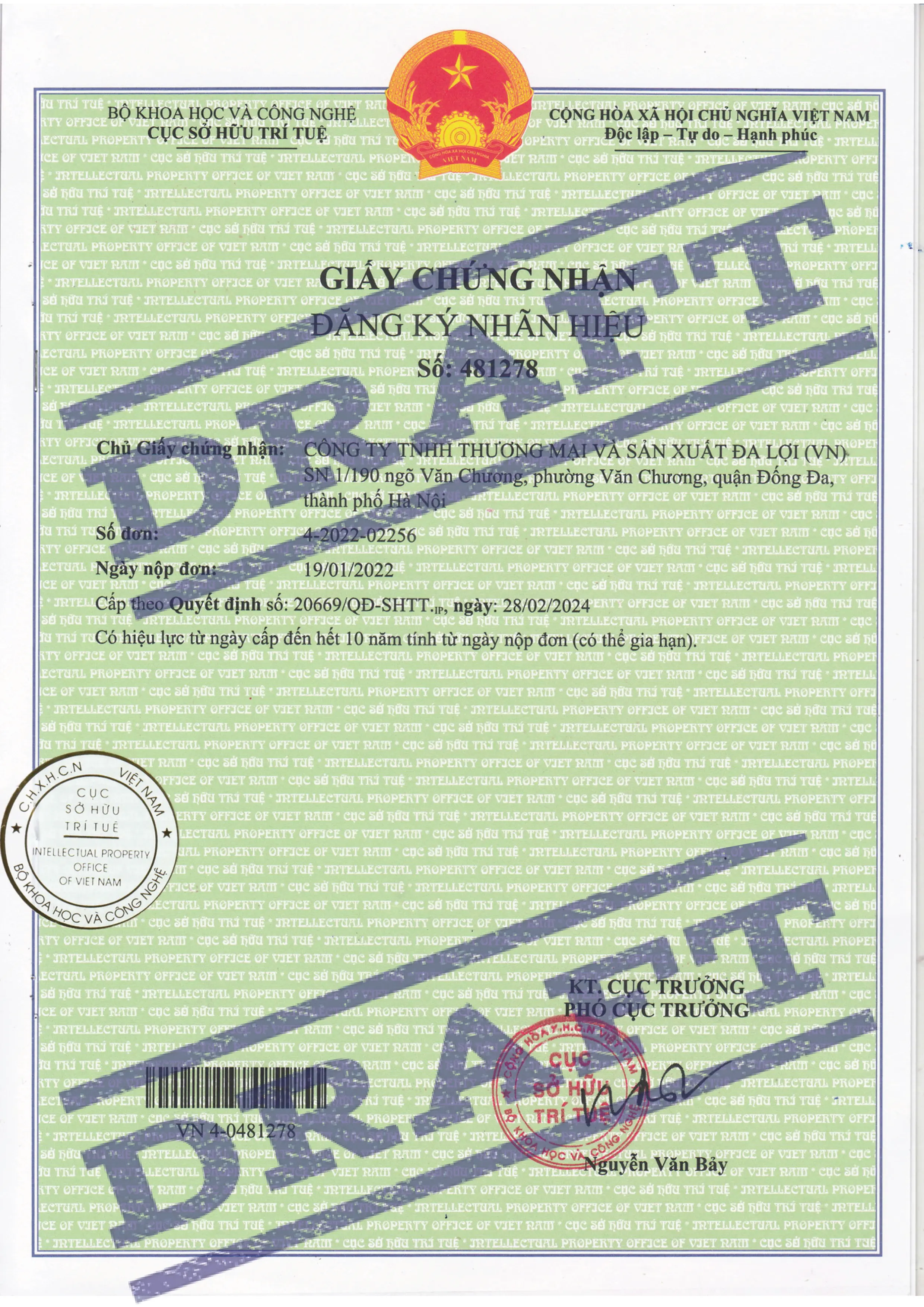 đăng ký thương hiệu vách ngăn vệ sinh TOKY