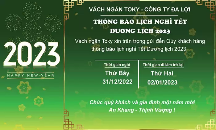 TOKY thông báo lịch nghỉ tết dương lịch 2023 | toky.vn