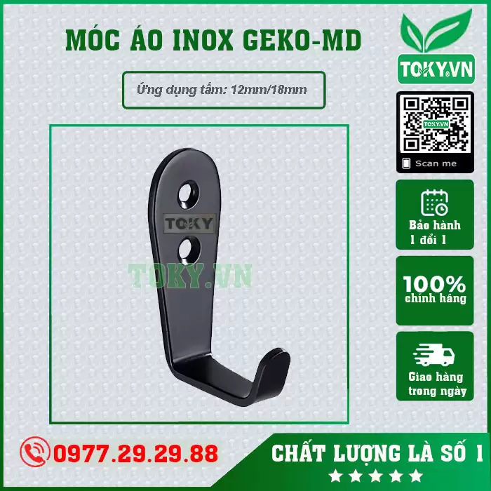 Móc áo vách vệ sinh đen inox 304