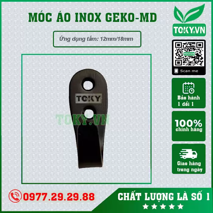 Móc áo vách vệ sinh đen inox 304