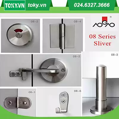 Sẵn bộ phụ kiện vách ngăn vệ sinh Aogao 08 Series (Sliver & Black)