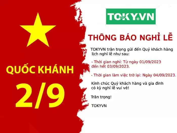 Vách ngăn TOKY thông báo nghỉ lễ 2/9/2023 | toky.vn